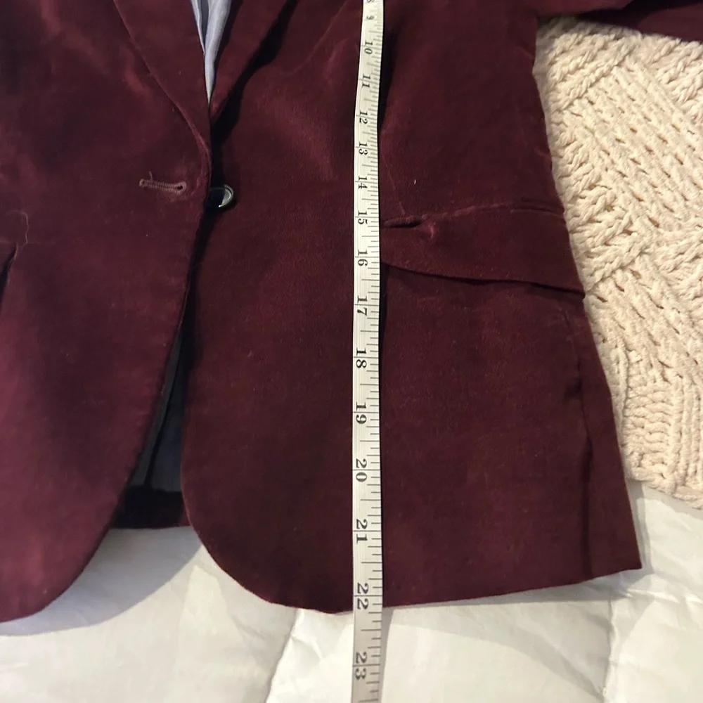 Banana Republic Velvet Blazer Deep Burgundy with Elbow Patches 🆕 - Picture 10 of 11